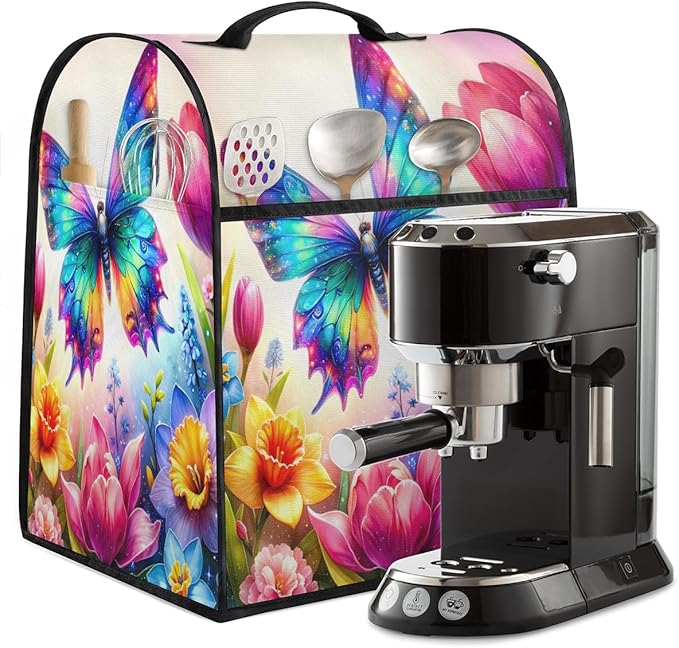Kitchen Aid Mixer Cover Flower Animal Butterfly Stand Mixer Cover Compatible with 6-8 Quarts Stand Mixers, Dust Covers with Zipper Pocket Foldable Washable Kitchen Aid Organizer Bag