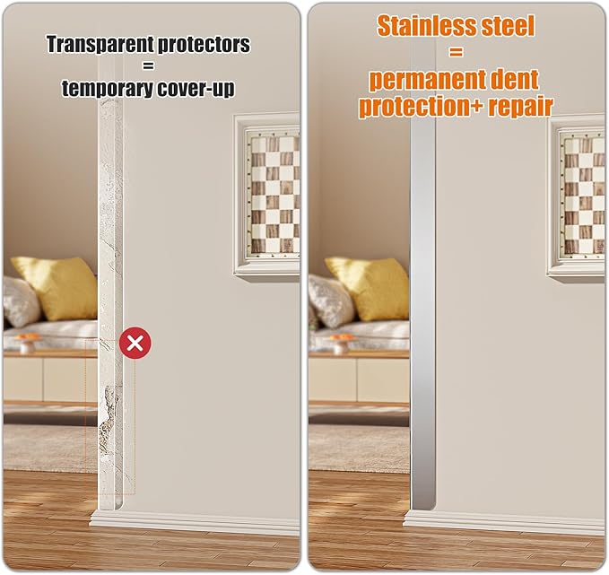 96x1x1 Inches 304 Stainless Steel Wall Corner Guards (10-Pack) Heavy Duty Rounded Corner Protector, Smooth Folded Edge Design for Wall Protection 90° Angle Metal Edge Guard