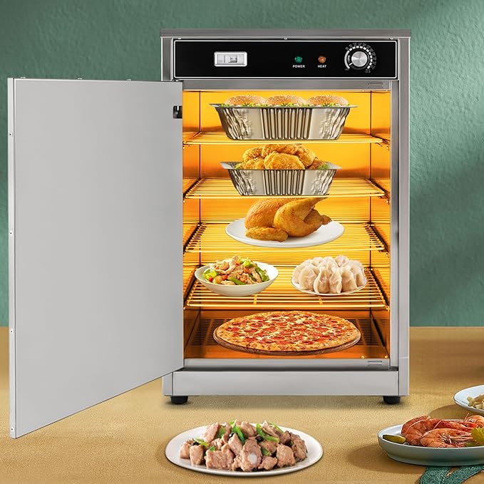Electric Food Warmer Cabinet, 5 Layer Commercial Hot Box Holding Cabinets with Temperature Display Meter 360° Heating and Anti Slip Feet Powerful Function Countertop Heated Holding Cabinet for Canteen