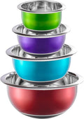 Colorful Mixing Bowl- 4 Pc Set- Stackable Nesting Bowls- Stainless Steel Mixing Bowls Non Slip Silicone Bottom- Cookware Set