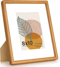 Axeman 8x10 Picture Frame - Solid Teak Wood 8x10 Frame With Mat for 5x7 - Rounded Corner 8 x 10 Photo Frame with Tempered Glass for Tabletop Display