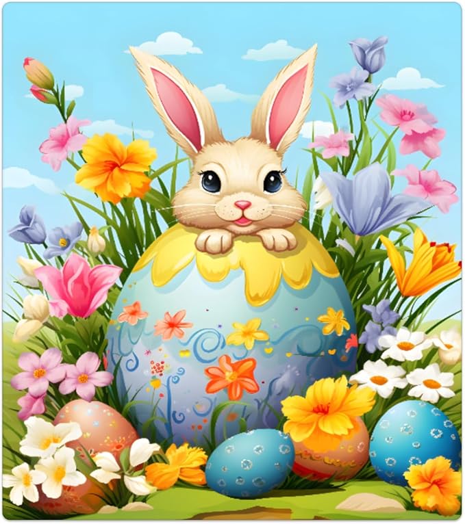 Easter Bunny Egg Bright Flower Dishwasher Magnet Cover, Reusable Refrigerator Panel Stickers Microwave Front Door Covers Magnets for Kitchen Home Appliances Holiday Party Decorations 23 X 26 in