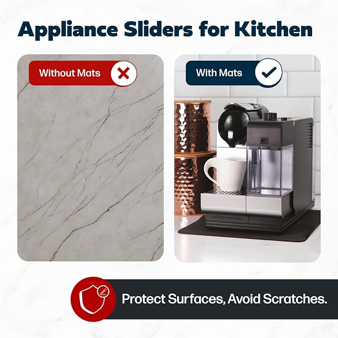 3 Pack Heat Resistant Mats for Countertop – Heat Pad Protector & Appliance Sliders for Kitchen – Cut to fit, Compatible with Ninja, Cuisinart, KitchenAid, Keurig & More