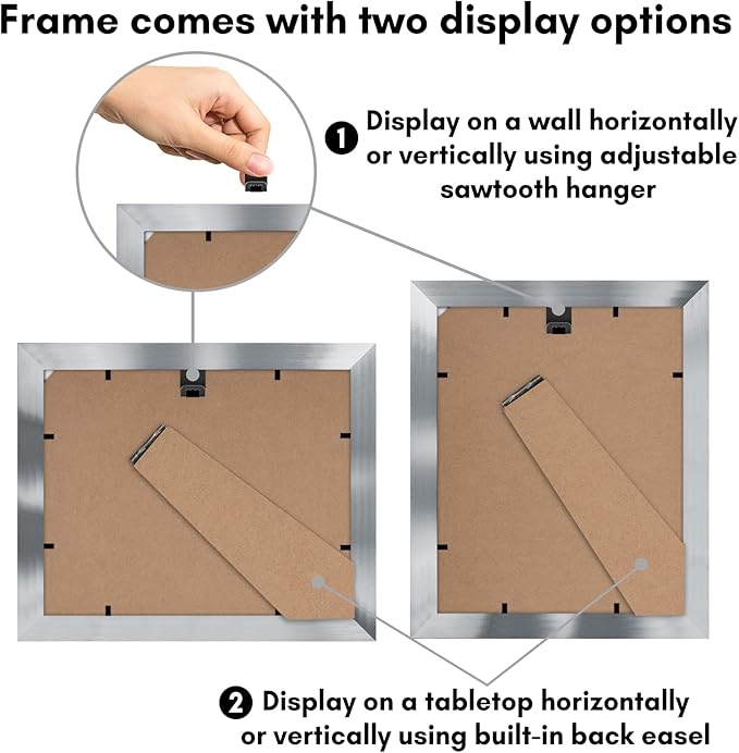 Americanflat 8x10 Picture Frame with Polished Crystal-Clear Glass - Use as 5x7 Frame with Mat or Display 8x10 Photo Without Mat - Signature Collection - Picture Frames for Tabletop and Wall - Silver