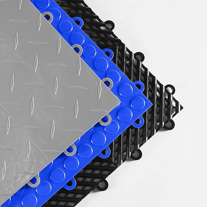IncStores FlooringInc's Nitro 12"x12" Snap-Together Garage Flooring Tiles, Non-Slip Interlocking Plastic Floor Mat, Garage Organization & Storage, Coin Pattern, Graphite, 52 Tiles, 52 Sq/Ft