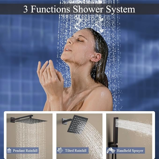 Shower Faucet Set Oil Rubbed Bronze Shower System, Knob Switch Diverter Shower Faucet with High Pressure Handheld Spray, Wall Mount 10 Inch Shower Head with 6 Inch Wall Mount Shower Head