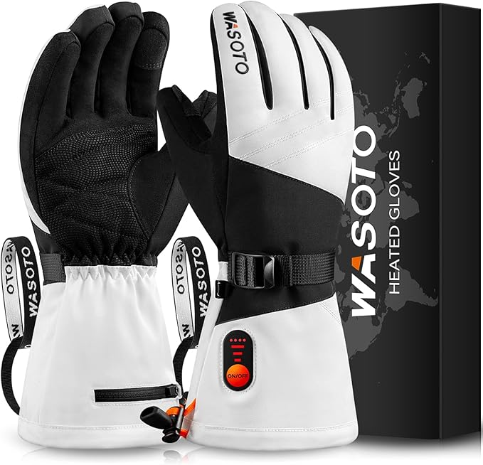 Heated Gloves for Men Women 7.4V Battery 22.2Wh Rechargeable Touchscreen Waterproof Electric Heated Gloves for Winter Outdoor Work Skiing Hiking Camping Ice Hockey