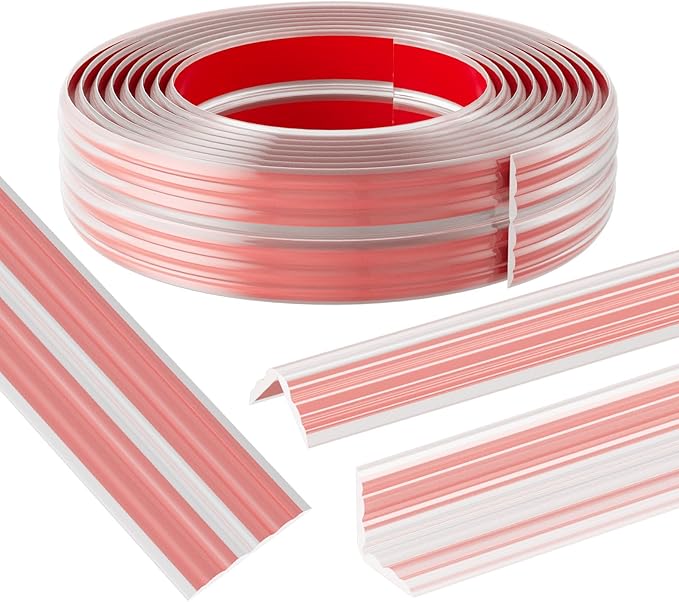 Wall Corner Protector & Edge Guard，Peel and Stick Wall Trim Moulding Inside & Outside Corner Molding Trim Caulk Strip, Self Adhesive Trim for Wall Edge,Ceiling,Countertop, 1.6” W x20’ L，Clear