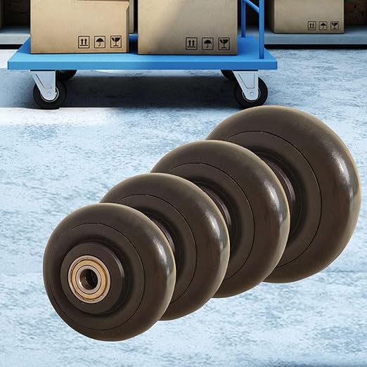 4 Inch PU Caster Wheels, Set of 4-3/8" Bore, Heavy Duty Plate Casters, Replacement Wheels for Trailer, Saw Table, Stage Toolbox, Bed, Corn Board - Push Cart Wheel