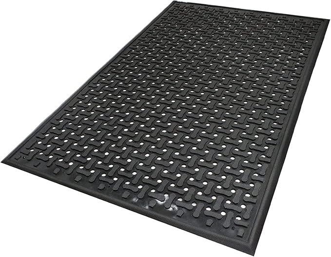 M+A Matting Comfort Flow Anti Fatigue Mat - Grease Proof, Oil Proof, Odor Resistant, Lightweight Commercial Kitchen Mat for Wet Areas – Black (3' x 5')