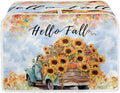 UNICEU Hello Fall 4 Slice Quilted Toaster Covers, Farmhouse Truck with Sunflower Dust-proof Toaster Bread Maker Kitchen Small Appliance Dust Cover