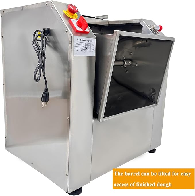Dough Mixer 110V Commercial Food Mixer Stainless Steel Dough Kneading Machine 90 Degree Tilt Flour Mixing Machine 110lbs Kneading Capacity for Schools Restaurants