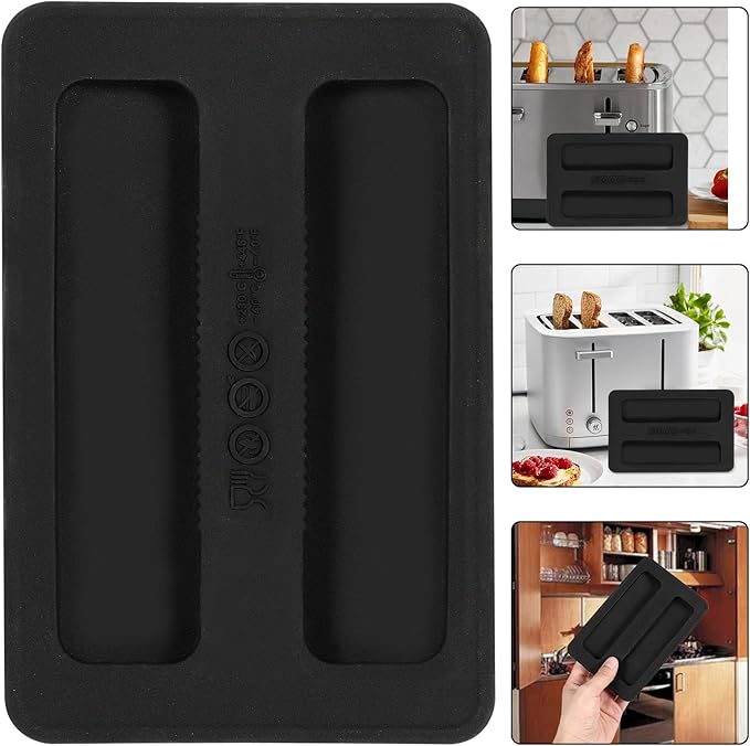2Pcs Toaster Cover 2 Slice Silicone Toaster Dust Covers Black Bread Machine Cover Silicone Toaster Lid Bread Maker Top Cover Sandwich Machine Part Accessories