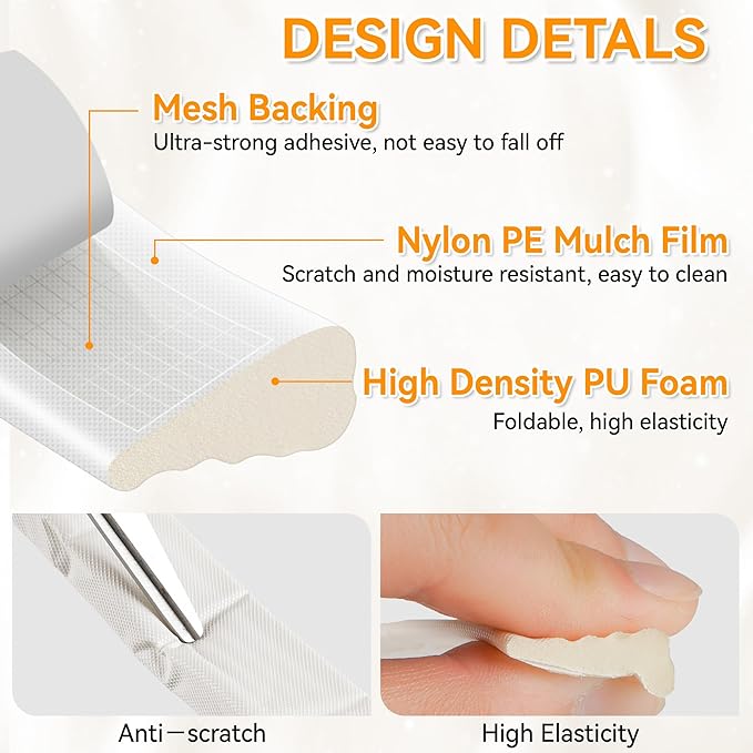 236" Wedge-Shaped Foam Window Seal Strip, Door Weather Stripping, Soundproof Front Door Frame Seal, Self-Adhesive Winter Insulation for Doors & Windows, Draft Stopper Gap Filler, White