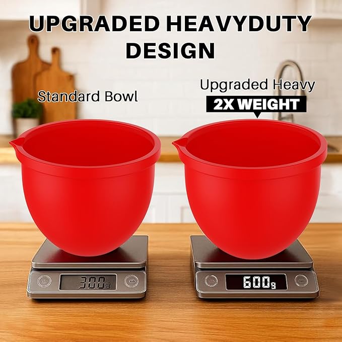 Silicone Bowl Liner for 5 Qt Tilt-Head Stand Mixers - Reusable Kitchen Mixing Bowl Insert, Flexible Easy-Release Liners for Baking (Red)