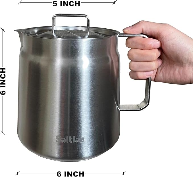 Deep Fryer Pot with Basket and Oil Strainer, 304 Stainless Steel Deep Frying Pot for French Fries, Chicken, or Japanese Tempura, 2L (2Qt)
