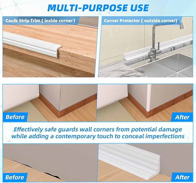 10FT Flexible Wall Corner Protector Moulding Trim, Peel and Stick Inside & Outside Wall Corner Guards Edge Protector,Self Adhesive Molding Trim Strip for Edge Ceiling