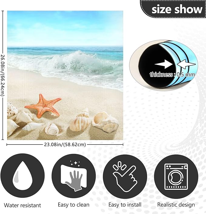 Summer Beach Starfish Seashells Dishwasher Magnet Cover Sticker Magnetic Refrigerator Panel Sticker Decorative Front Door Decal