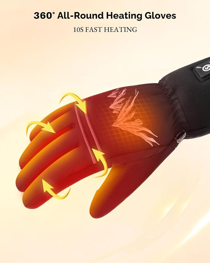 SAVIOR HEAT Rechargeable Heated Gloves for Men & Women – 3M Thinsulate Warmth Winter Electric Glove with Long Battery Life (Up to 10 Hours), Waterproof Heated Gloves for Cold Weather Hiking, Driving