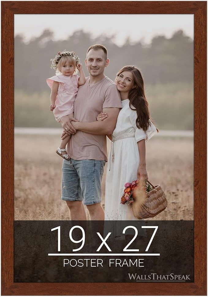 wallsthatspeak 19x27 Dark Walnut Rustic Pine Picture Frame for Puzzles Posters Photos or Artwork