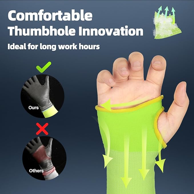 Schwer 2 Pairs AIR-SKIN ANSI A6 Cut Resistant Arm Sleeves for Men & Women High Risk Work, Non-PFAS Arm Protectors for High Risk Work, Arm Protectors for Thin Skin, Gardening Sleeves for Farming