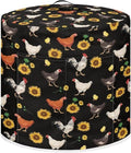 Insulated Pressure Cooker Appliance Cover, Also Fit for Rice Cooker, Air Fryer and Crock Pot, 6 Qt Dust Cover with Pocket for Spoon/Cooking Utensils/Recipes, Chicken Sunflower Black