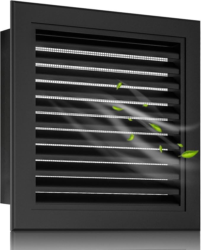 24"x24" Gable Vent Aluminum Alloy – High-Airflow Vent for House & Shed, Rustproof Metal Mesh, Waterproof & Anti-Condensation, Opening 22"x22" Black