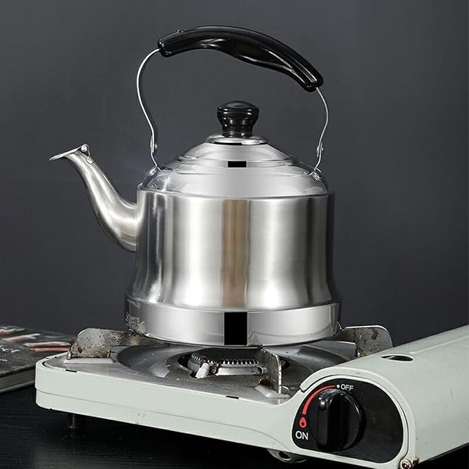 Tea kettle, 4.2 Quart Food Grade 304 Stainless Steel Tea Kettle for Stove top Whistling Teapot with Cool Touch Ergonomic Handle, Suitable for All Heat Sources(4L)