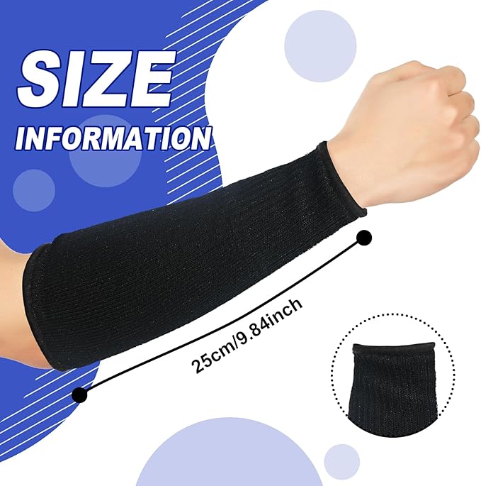 Sintege 3 Pairs Arm Protectors for Thin Skin and Bruising Cut Resistant Forearm Sleeve Level 5 Arm Burn Protection Sleeve (Black,9.8 Inch)