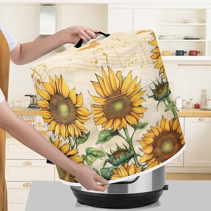 TODIYADDU Passion Sunflower Pressure Cooker Cover for Women Waterproof Instant Pots Cover with Pocket and Handle for Rice Cooker Air Fryer Universal Kitchen Appliance Covers Storage Case