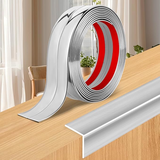 Wall Corner Protector Moulding Trim Peel and Stick Wall Corner Guards Trim Flexible Self Adhesive Edge Protector Moulding, 1.6 in x 10 Ft, Silver