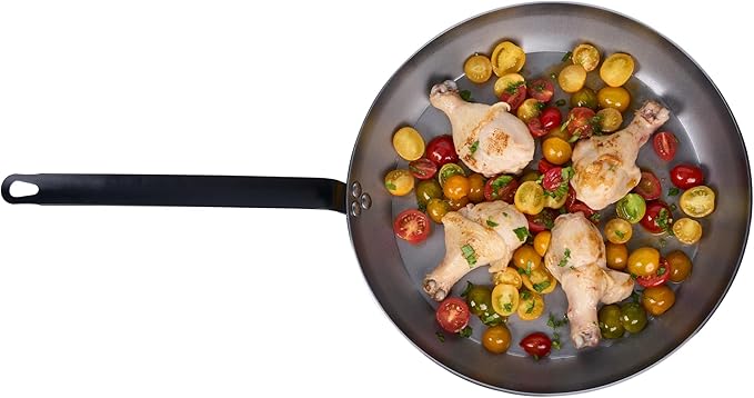 Restaurantware Met Lux 14 Inch Fry Pans, 6 No-Stick Frying Pans - Induction-Ready, Triple-Riveted, Silver Carbon Steel Cooking Skillets, Durable, For Searing, Sauteing, And Browning Food