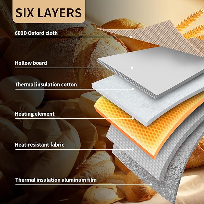 Folding Bread Proofing Box, Dough Proofer with 68-131℉ Temp Control & 99H Timer, Proofing Box for Sourdough, Bread, Yogurt, Kombucha, Space-Saving & 6-Layer Fabric