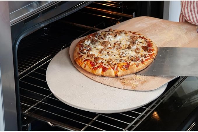 FibraMent-D Premium 19" x 3/4" Round Pizza Stone, Perfect for Home Ovens Bread, Pastries- Commercial Grade Delivering Superior Heat Retention and Even Cooking - Ranked 'BEST OVERALL PIZZA STONE'