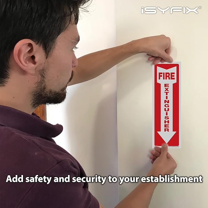 iSYFIX Fire Extinguisher Signs Stickers – 3 Pack 4x12 Inch – Premium Self-Adhesive Vinyl Decal, Laminated for Ultimate UV, Weather, Scratch, Water & Fade Resistance, Indoor & Outdoor