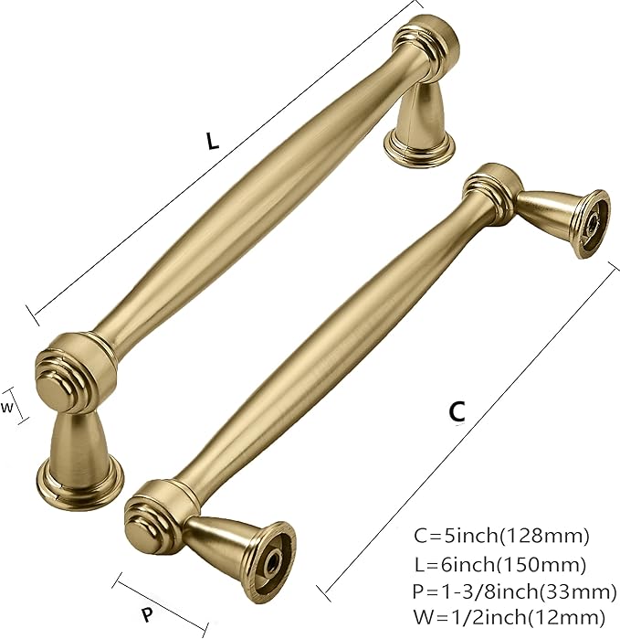 khtumeware 6 Pack 5 Inch(128mm) Champagne Bronze Cabinet Pulls Champagne Brass Kitchen Cabinet Handles Kitchen Cabinet Hardware for Cupboard Drawer Handles Dresser Pulls