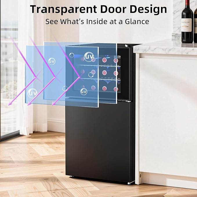 Antarctic Star 2.6 Cu. Ft. Mini Fridge with Freezer, Compact Refrigerator with Temperature Control, Reversible Door, LED Light, Energy Efficient for Home/Office/Bar/Bedroom