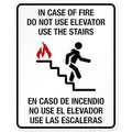 in Case of Fire Do Not Use Elevator Use The Stairs Bilingual Sign, Fire Safety Sign, 24x30 Inches, Rust Free .063 Aluminum, Fade Resistant, Indoor/Outdoor Use, Made in USA
