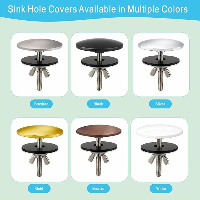 2-Inch Faucet Hole Cover, Sink Hole Cover, Solid Brass Chrome-Plated Kitchen Sink Tap Hole Plate Stopper Cover for Home Kitchen and Bathroom, Kitchen Sink Hole Covers (Silver)