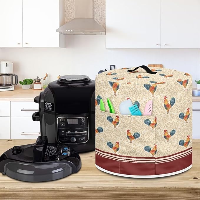 Flashideas Cartoon Chicken Pressure Cooker Cover, Kitchen Appliance Dust Cover, Rice Cooker Protective Cover with Pocket, Suitable for Air Fryer Cover, Toaster Cover, Oven Cover