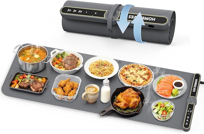 Warming Mat for Food Extra Large 39.4”X15”, 8S Rapid Heating Electric Warming Tray with 9 Temp Setting and 6H Timer, Food Warming Pad, Portable Food Warmers for Parties Buffet, Gray