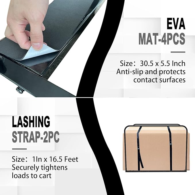 Folding Table Cart, Table Dolly With Braking Caster To Store And Move Folding Round Table Heavy Duty Panel Dolly For 10 Table Capacity With Gift - Tie-Down Staps And EVA Mats Easy To Roll And Assemble