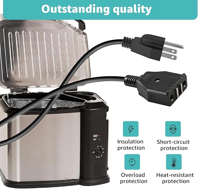 Electric Fryer Breakaway Magnetic Power Cord for Masterbuilt MB20012420,MB20010326 Replacement for Masterbuilt 10L XL Electric Turkey Fryer