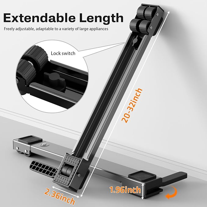 Appliance Rollers Heavy Duty,Newest Extendable Appliance Sliders,Liftable Washing Machine Base,Easily Move Washer and Dryer Machines,Refrigerators,Furniture-Grey