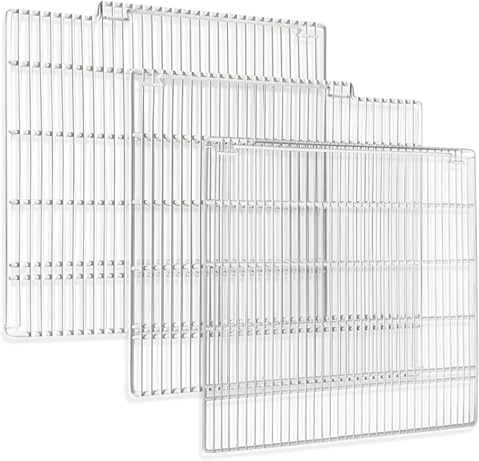 Commercial Freezer and Refrigerator Replacement Shelves for Three-Door Freezers, Set of 3, Epoxy-Coated Gray Steel Wire Shelves