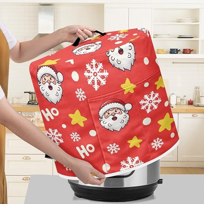 Ho Ho Ho Santa Claus Dust Cover Instant Pot and Extra Accessories Dust Proof Easy to Clean Pressure Cooker Cover Electric Appliance Cover Air Fryer Accessories with Storage Pocket SizeL