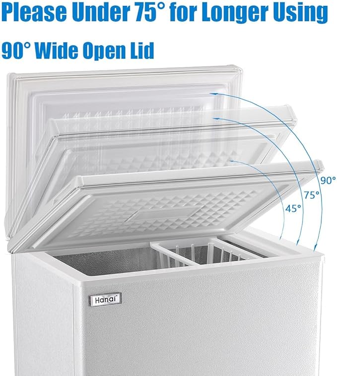Chest Freezer Compact Deep Freezer WANAI 5.0 Cu.Ft for Garage Adjustable Temperature 7 Thermostat and Energy Saving Removable Basket for Garage Basement Dorm Apartment Kitchen Business