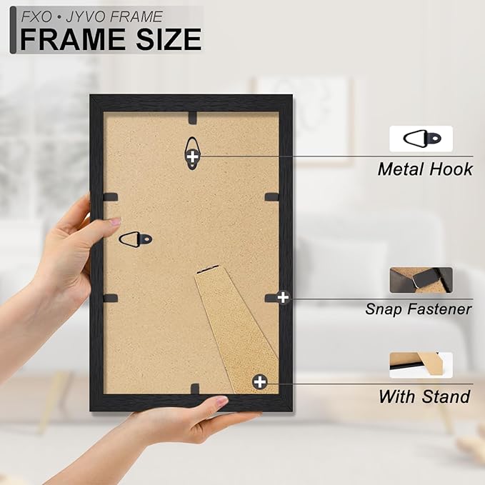 Engineered Wood 6x11 Picture Frame Set of 6, Black Frame for 6 x 11 Inch Picture Poster Photo, Light Weight 6 by 11 Frame with Wood-grain for Wall - 6 Pack/Black/6"x11"