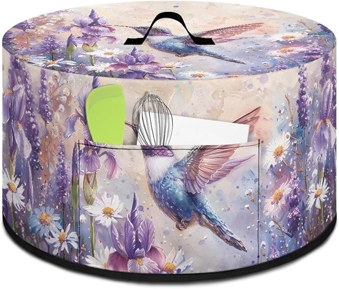 Hummingbird Daisy Floral Print Slow Cooker Cover Replacement Fit Most 6/7/8 Quart Crock Pot Oil Painting Print Practical Electric Slow Cooker Cover Keep Kitchen Clean and Easy to Use