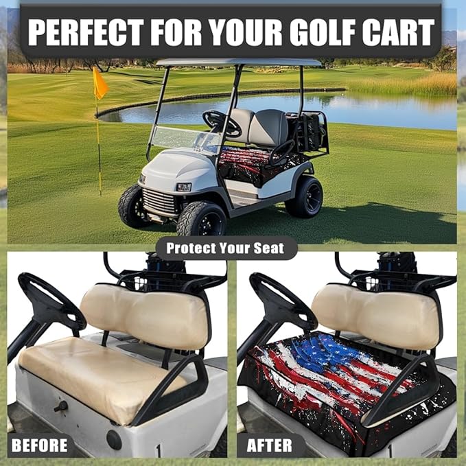 Golf Cart Seat Cover Cushion with Breathable Microfiber Fabric and Waterproof Layer for Daily Outdoor Cart Riding